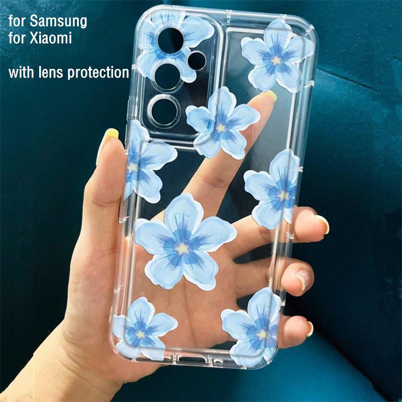 Floral & Strawberries Pattern Transparent Phone Case For iPhone 16 16e 14 13 15 Pro Max 11 12 Pro Mini 7 8 Plus Soft TPU Cover