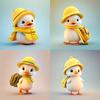 Cartoon Little Yellow Duck Wearing Hat Car Pendant With Acrylic Flat Surface Design For Car Interior Decor