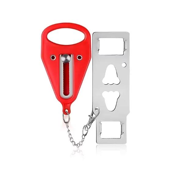 Security Portable Door Lock Latch No Drill Manual Hotel Room Devices for Add Security Holes Removable for Travel Safety