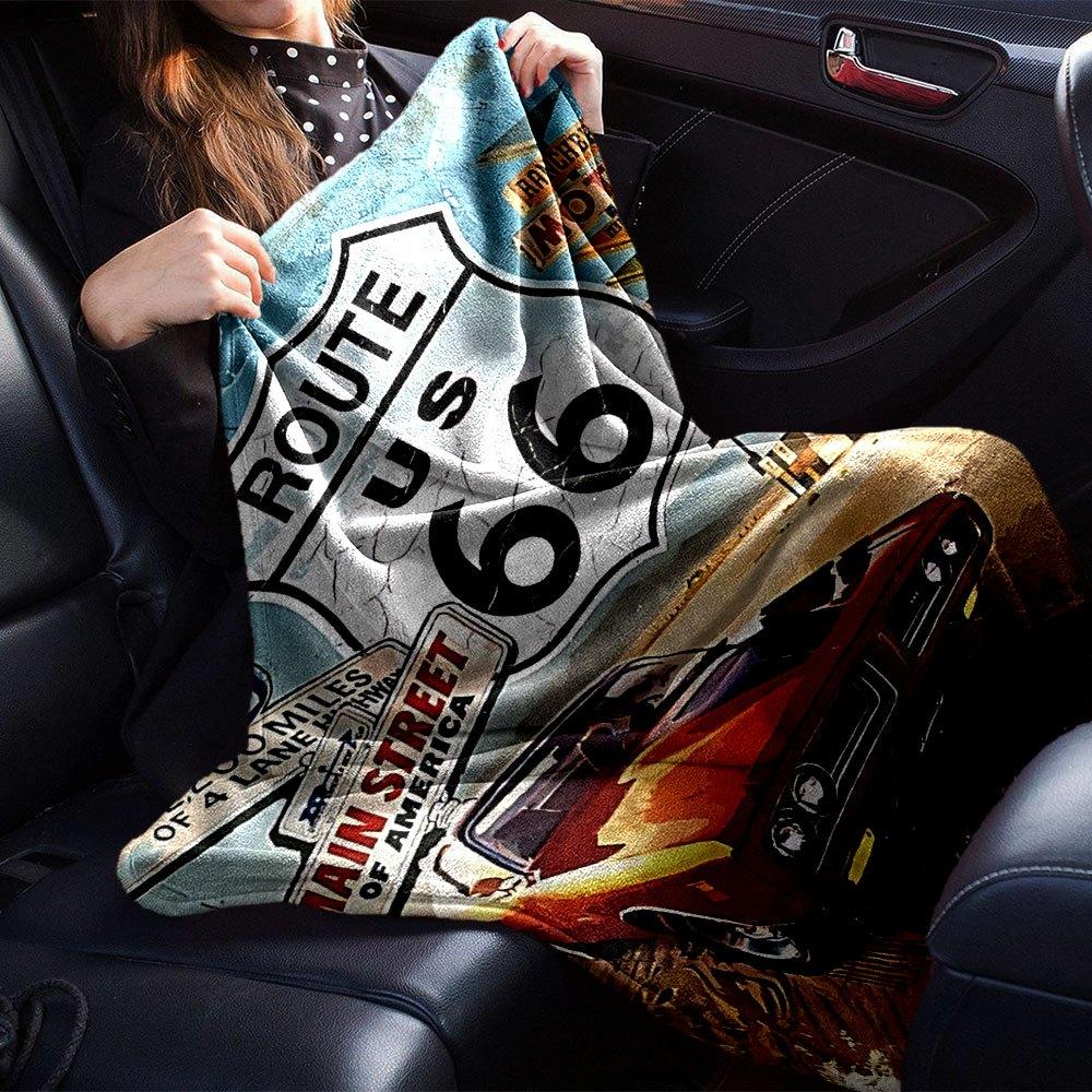 1pc Route 66 4 Blanket Soft Warm Throw for Home, Office, Travel All Season Cozy Bedding Gift, Office Cozy Accessory