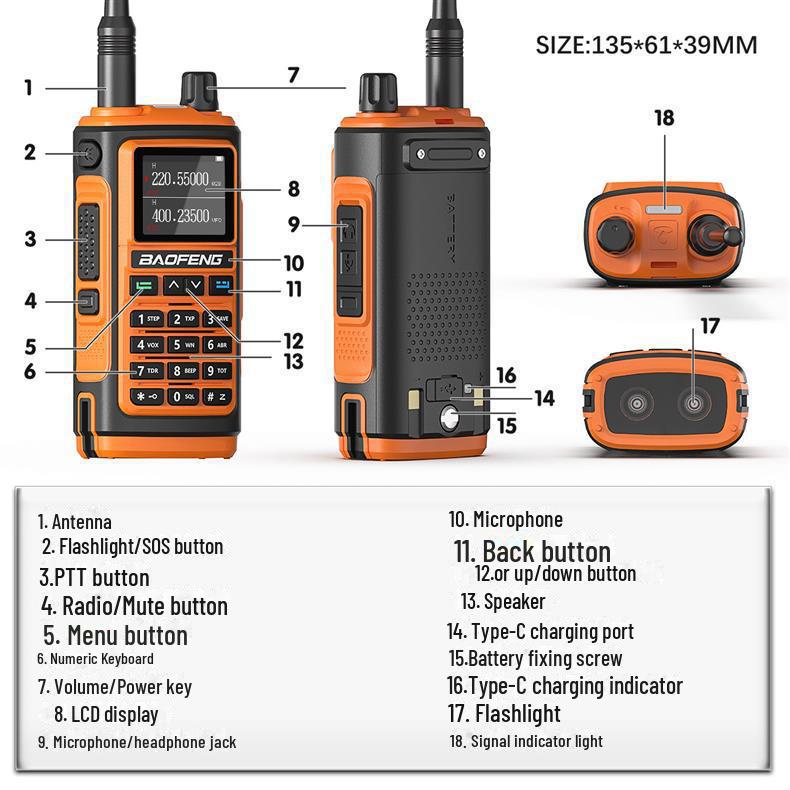 Рация Baofeng UV-17 PRO с зарядкой Type-C для приключений на природе