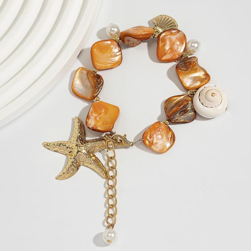 Винтажное ожерелье-подвеска в виде морской звезды из белой ракушки и раковины конха для женщин, простое, креативное, с разноцветными камнями, сплетенное вручную, пляжная бижутерия для девочек