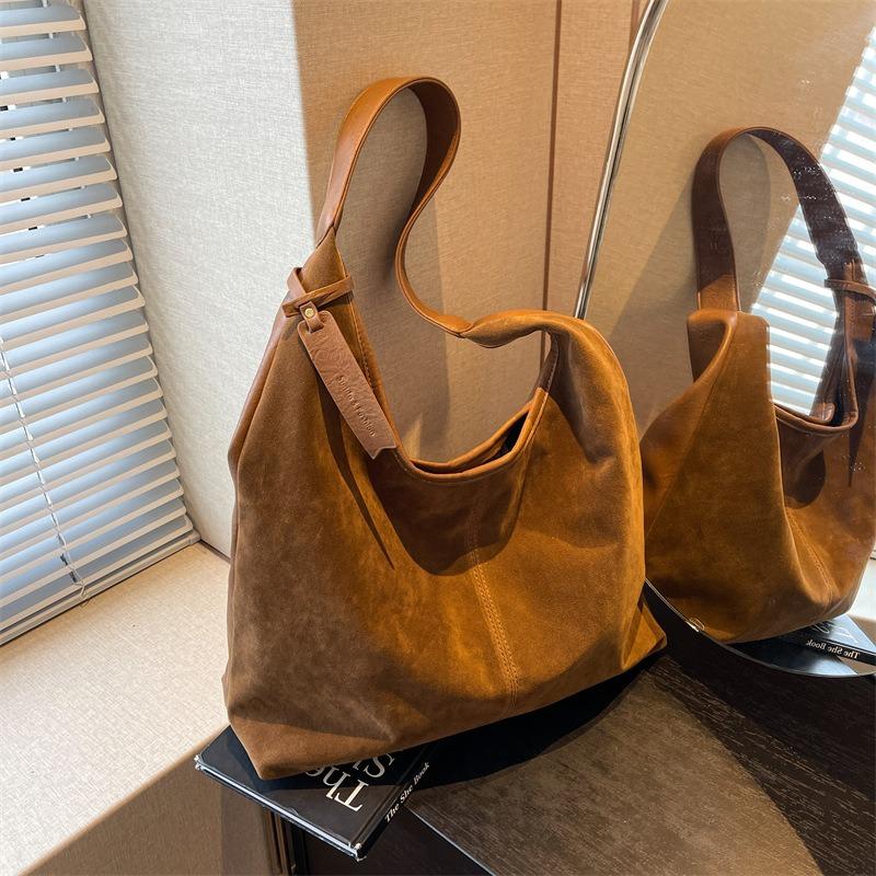 Винтажная текстура сумка подмышку женская сумка новая замшевая сумка-тоут простая и универсальная сумка через плечо