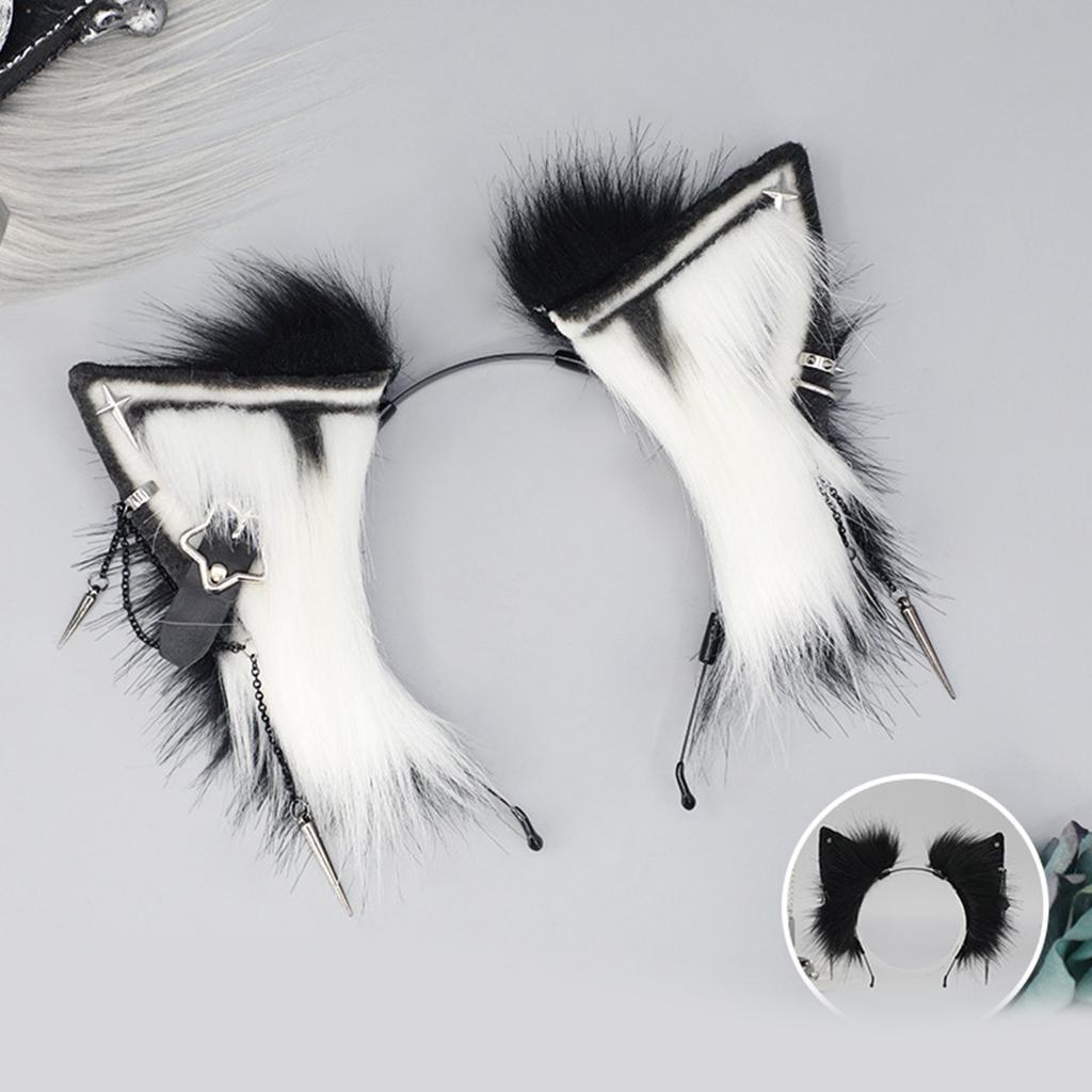 Anime Character Headband Wolf Ears Shape Hair Hoop Plush Carnivals Party Headpiece Cosplay Party Costume Props Unisex
