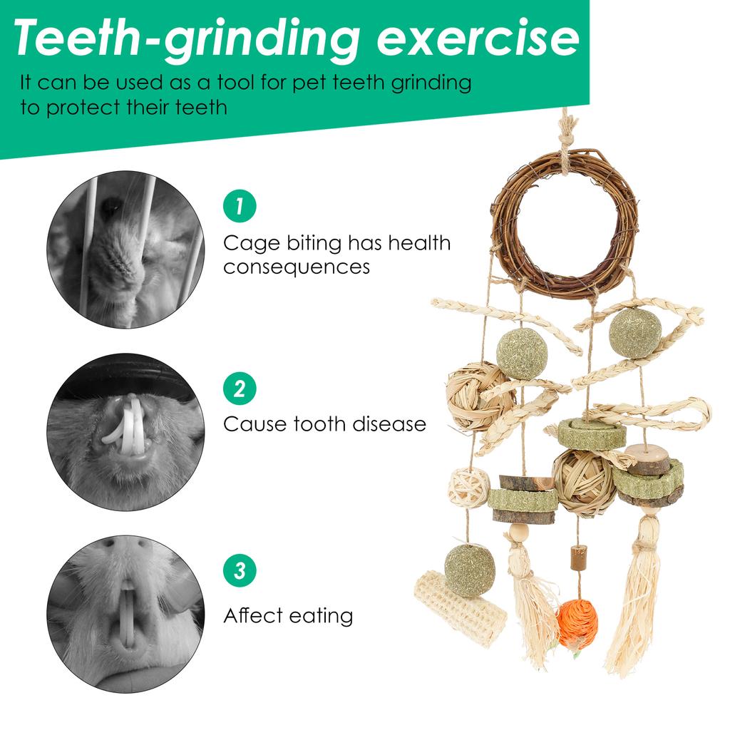 2Pcs Hamster Chew Toys Hanging Natural Wood Small Animal Teeth Grinding Cage Rabbit Chinchilla Guinea Pig Pet Toys
