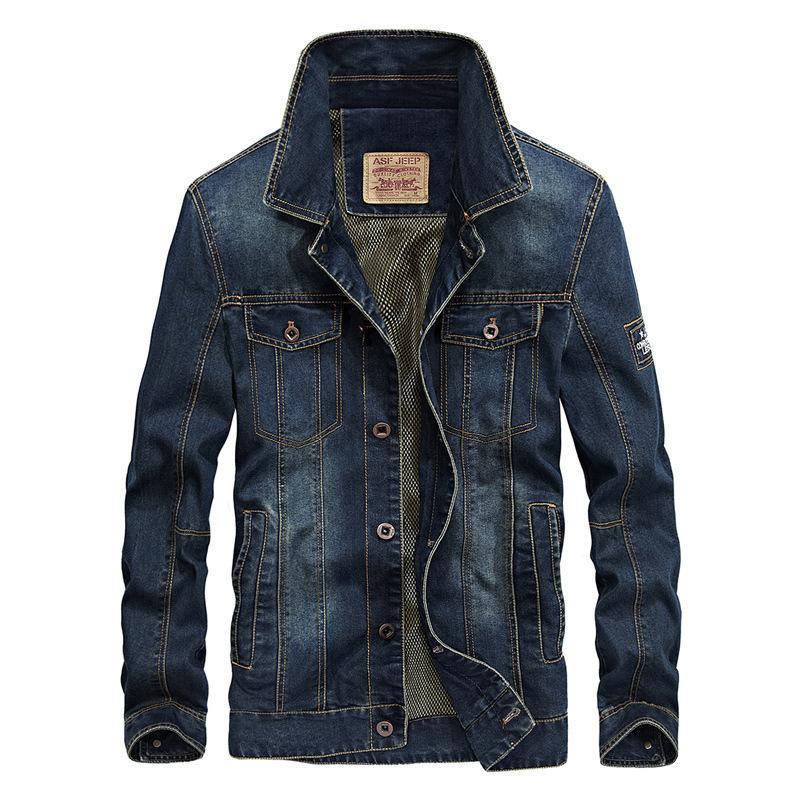 Spring And Autumn Men's Loose Size Simple Casual Work  Jeans Jacket