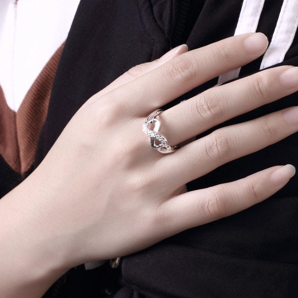 Copper Color Zircon Ring With Two Hearts Connected Symbolizing Love Wedding Ring For Bride&Groom Engagement Jewelry For Couple