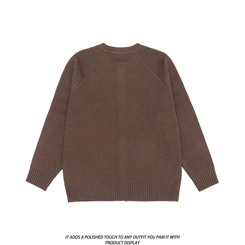 Мужской ретро-кардиган с пуговицами и круглым вырезом в японском стиле - Универсальный осенне-зимний трикотаж для пар