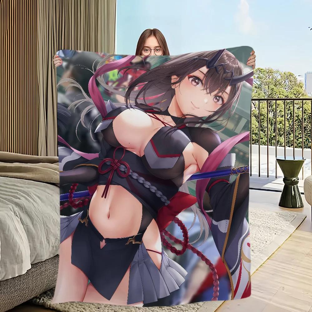 Warm Soft Plush Game Yui Seifuku Fanart KKanojo Blanket for Sofa Living Room Office Bedroom Travel Gift Konomi Flannel