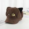 Cute cartoon cat ears embroidered octagonal hat female spring and autumn sweet casual versatile photo shade beret