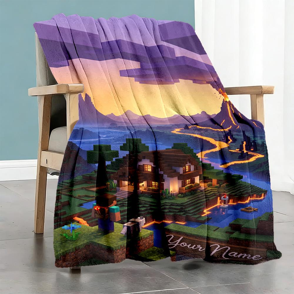 Minecraft Personalized Name Blanket Multipurpose Customizable Blanket Ultrasoft For Home Decor Office Sofa Couch For All Occasions