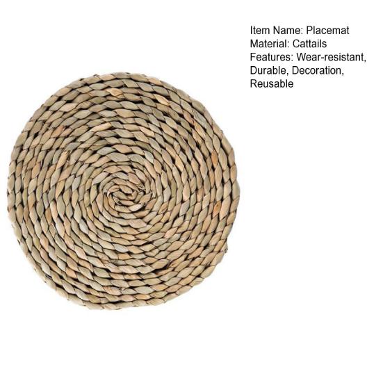 Подставка для столовых приборов, износостойкий коврик ручной работы из рогоза, трава, термостойкий настольный коврик для украшения дома