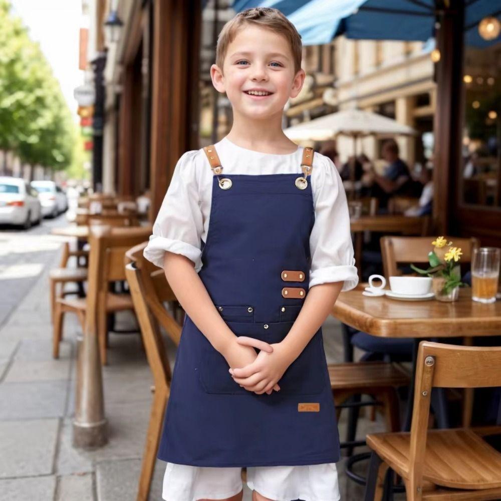 Lightweight Children's Canvas Apron Minimalist Kids Chef Costume Kids Cooking Apron Baking