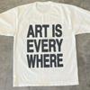 Американская ретро мужская футболка с принтом Искусство повсюду, Летняя новая ретро модная мужская и женская уличная одежда