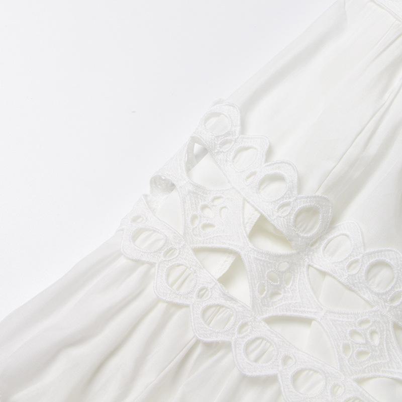 2025 Summer Women's Palace Style Solid Color Lace Ruffled Long Sleeve Dress