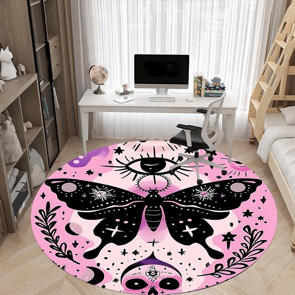 1pc Celestial Butterfly Carpet, Round Non Slip Durable Large Size Office Carpet, Suitable for Office