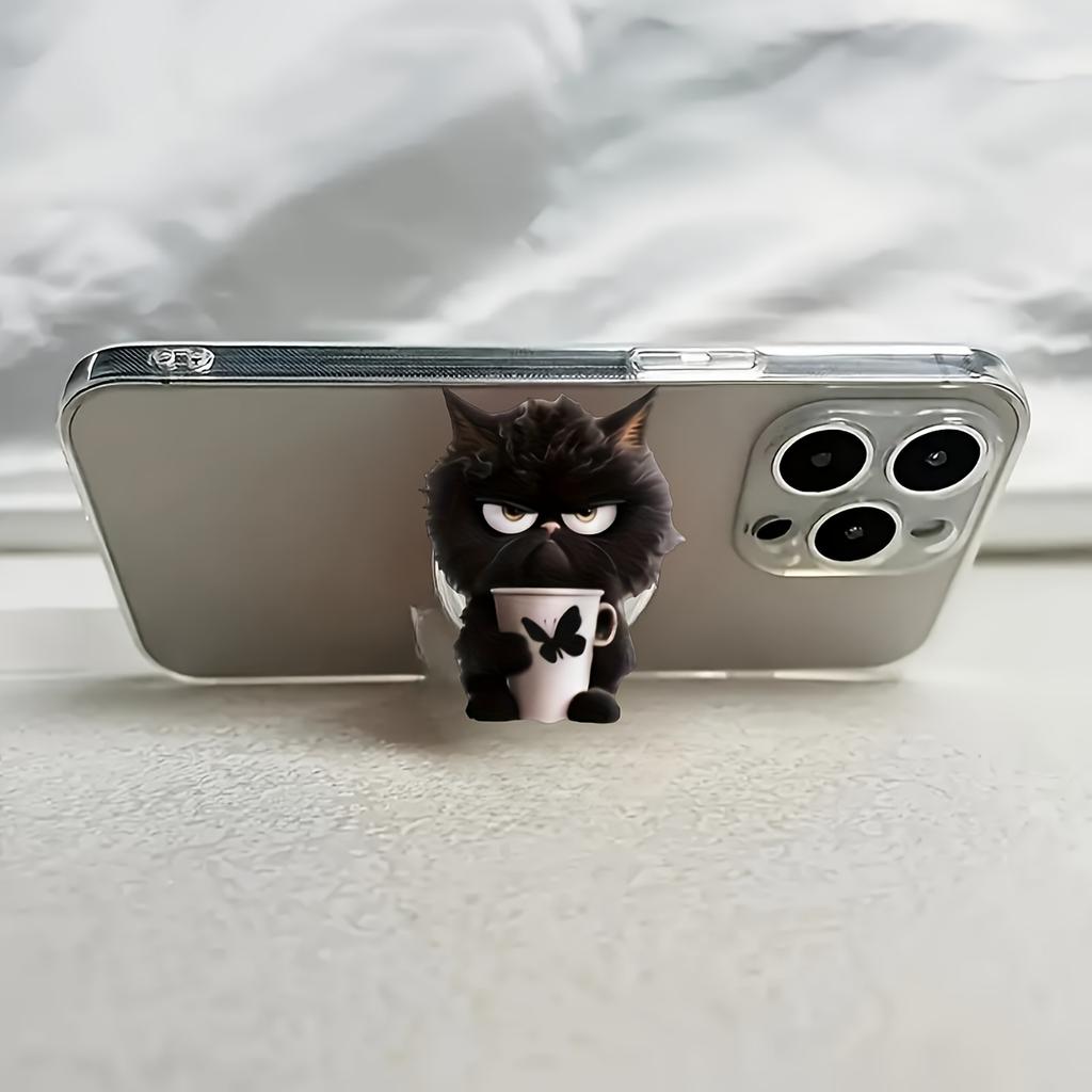 1pc Cute Cat Design Acrylic Phone Stand Waterproof Expandable Grip Universal Compatibility and Shock-Resistant Holder Perfect for Most Smartphones