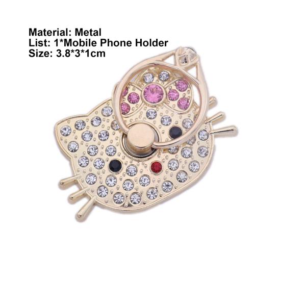 Держатель-кольцо для пальца, вращающийся, мультяшный, со стразами, противоударный, 360 градусов, котенок, металлический, держатель для мобильного телефона