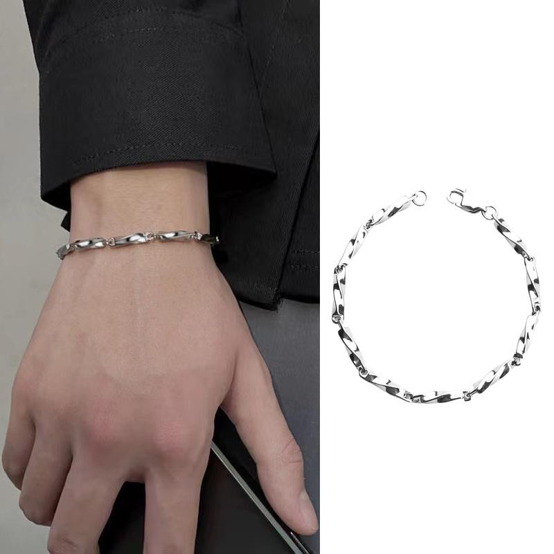 Витые браслеты-цепочки для мужчин, браслеты Mobius Links, геометрические простые базовые мужские украшения