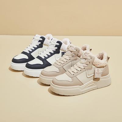 Зимние массивные ботинки на платформе для женщин, нескользящая обувь для ходьбы с меховой подкладкой, удобные кроссовки на шнуровке, женские теплые короткие ботильоны для улицы