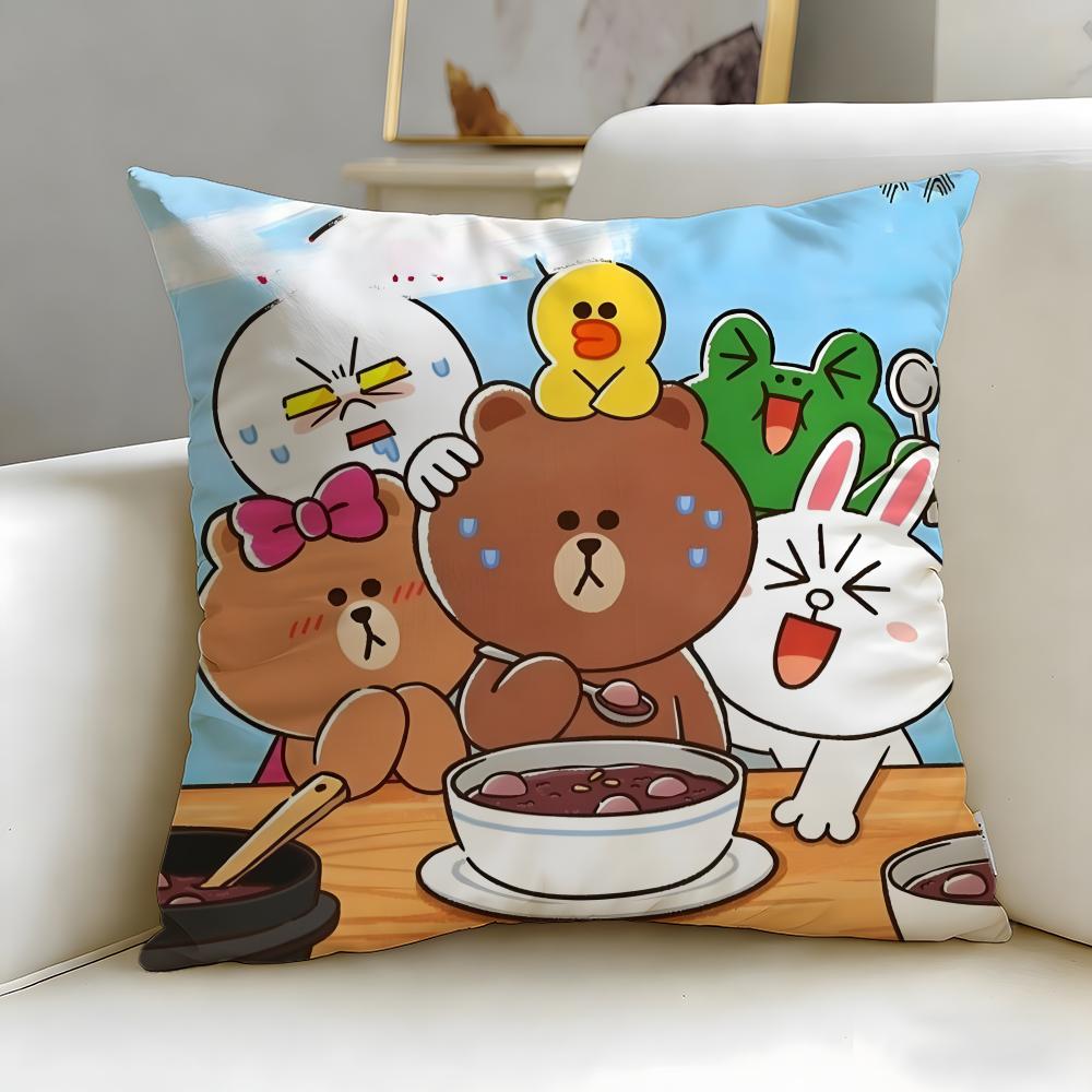 Популярный мультяшный бренд LINE friends Наволочка Мягкая и Легко стирающаяся – Универсальная для Дивана, Кровати, Путешествий и Офиса