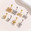 Fashion Zircon Butterfly Belly Button Rings Shiny Crystal Bow Navel Piercing For Women Girls Sexy Belly Ring Beach Jewelry Gifts