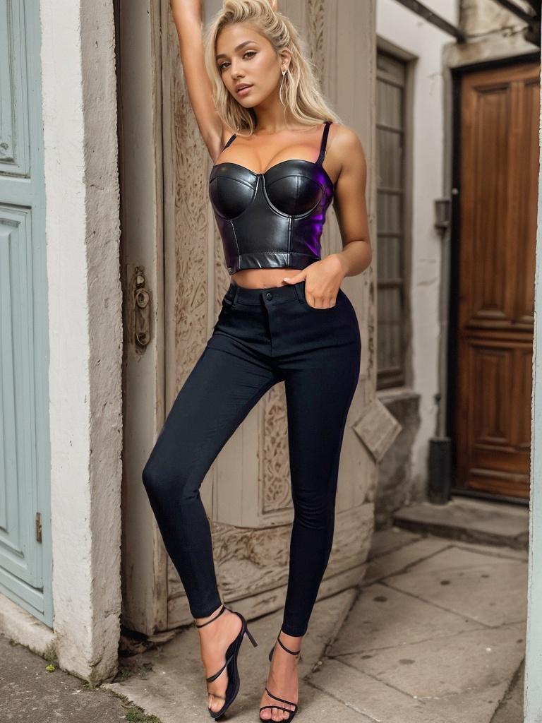 Rose Beauty A Solid Leather Look Бюстье Корсет Топ Crop