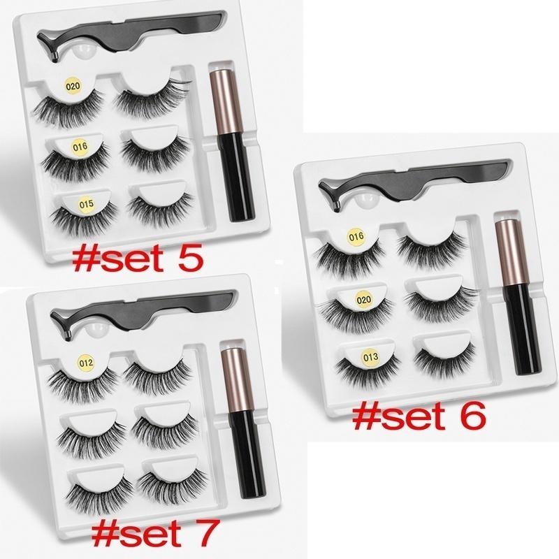 Magnetic Natural False Eyelashes Eyeliner Liquid Tweezer Set Reusable 3D Magnets Fake Eye Lashes Makeup Tool