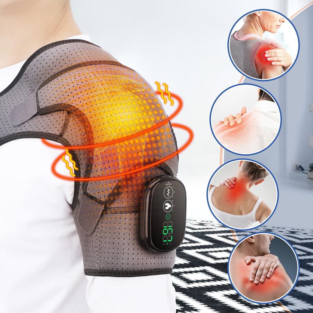 Electric Heating Shoulder Brace Vibration Massage Heating Shoulder Protection Charging Shoulder and Neck Joint Elderly Hot Compress Therapy