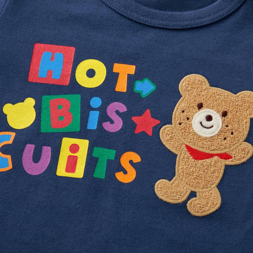 MIKI HOUSE HOT BISCUITS Лонгслив темно-синий для мальчиков и футболка, синий, 110см, для девочек, 73-5201-147