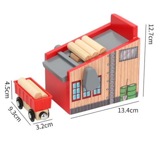 Деревянные Блоки Лесопилки Набор Модель Машинки Детская Игрушка Железнодорожный Путь Сцена Аксессуары