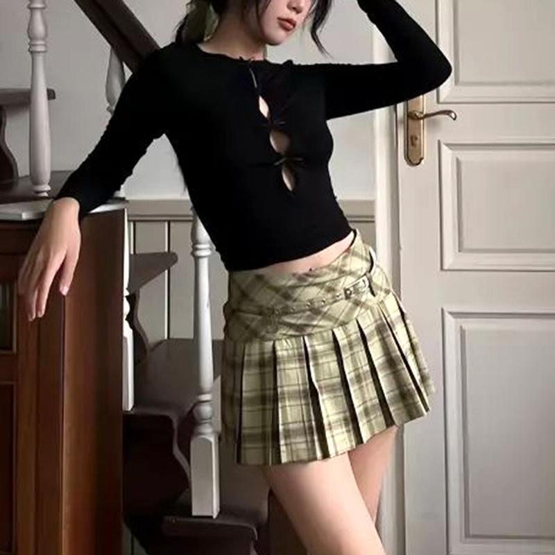 Women Solid Casual Bow Tie Hollow Shirt Tops Sexy Soft Long Sleeve T-shirt Versatile Street Fit Tops