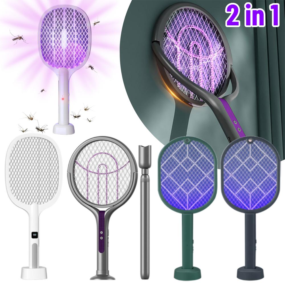 Электрическая мухобойка Перезаряжаемая лампа-уничтожитель комаров Ракетка-уничтожитель насекомых Антикомариная мухобойка Лампа-ловушка для мух для использования в помещении и на улице