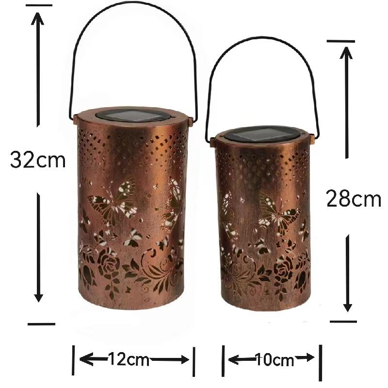 New Solar Projection Lamp Butterfly Lamp Iron Craft Hollow Out Lantern Outdoor Waterproof Courtyard Decoration Solar Landscape Lamp