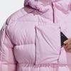 Adidas Короткая женская куртка-пуховик с капюшоном и тремя полосками, розовая HG3164