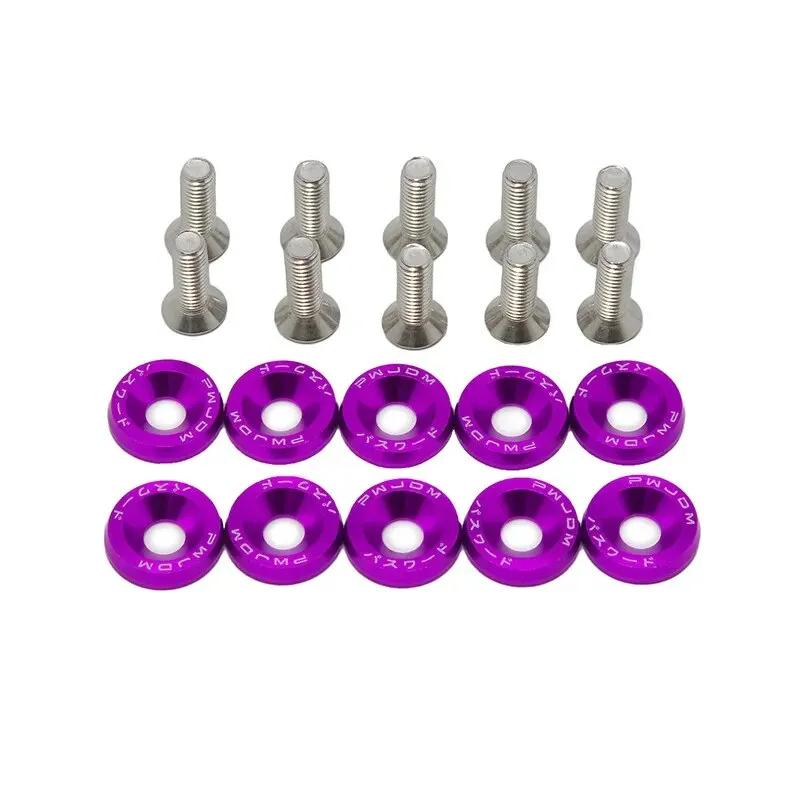 10 PCS M6 Car Modified Fasteners Fender Washer Bumper Engine Concave Screws Fender Washer License Plate Bolts Car Styling Gasket