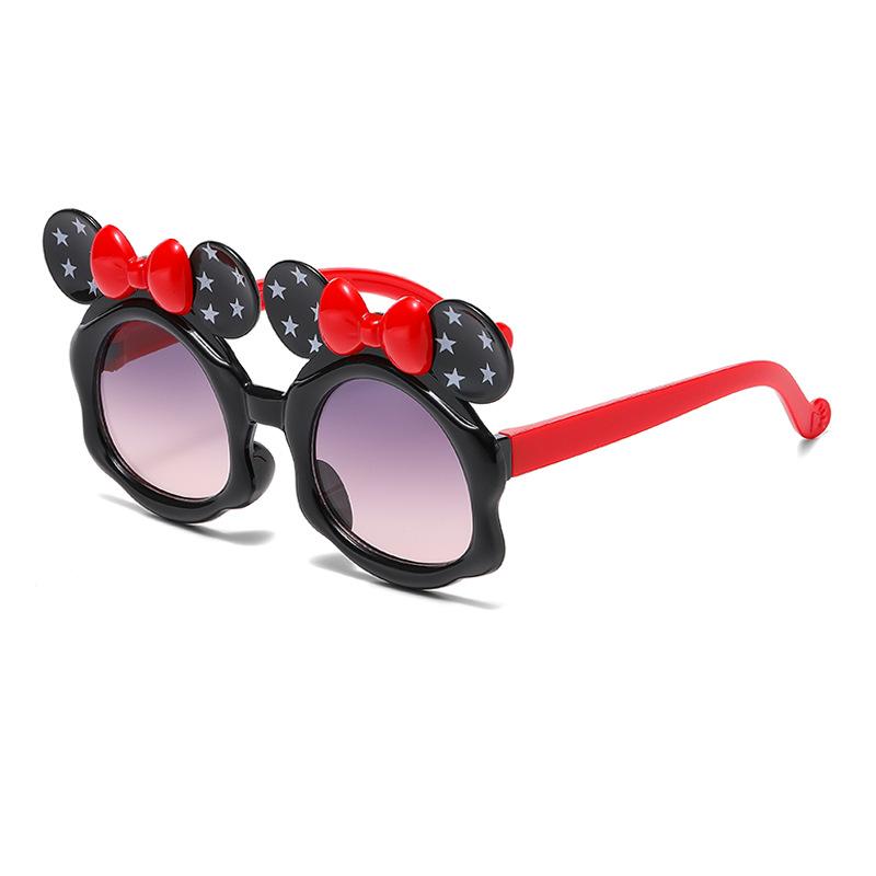 7330 New Cartoon Cute Glasses Double Bow Children'S Sunglasses Boys And Girls Anti-Ultraviolet Sunglasses