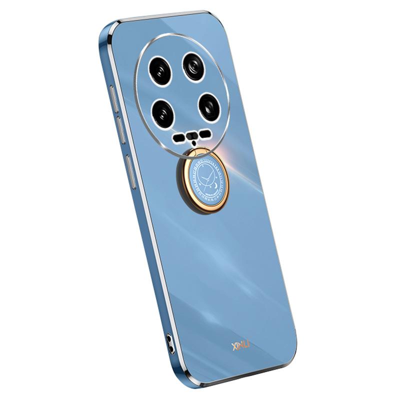 XINLI Чехол для Xiaomi 14 Ultra из ТПУ, гальванизированный чехол для телефона с кольцом-держателем, подставкой