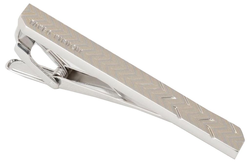 Takeo Kikuchi Tie Auspicious Tie Bar Yagasuri Pattern Laser Contrast Silver 00 Clip, - Plating, 07004803, Men's, (006)