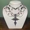 Gothic Style Cross Necklace, Retro Dark Punk Style Ladies Necklace, for Halloween Easter Birthday Gift
