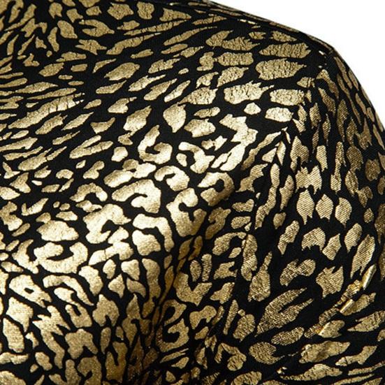 Мужская бронзовая рубашка с леопардовым принтом, осенняя однобортная рубашка с длинными рукавами и лацканами, приталенная рубашка