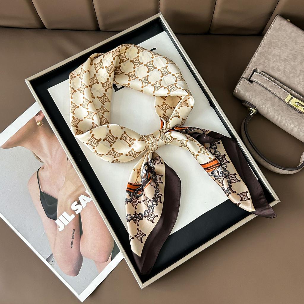 Шелковый шарф женский модный универсальный высокий смысл 70 квадратный шарф защита шеи шарф ретро шарф сумка