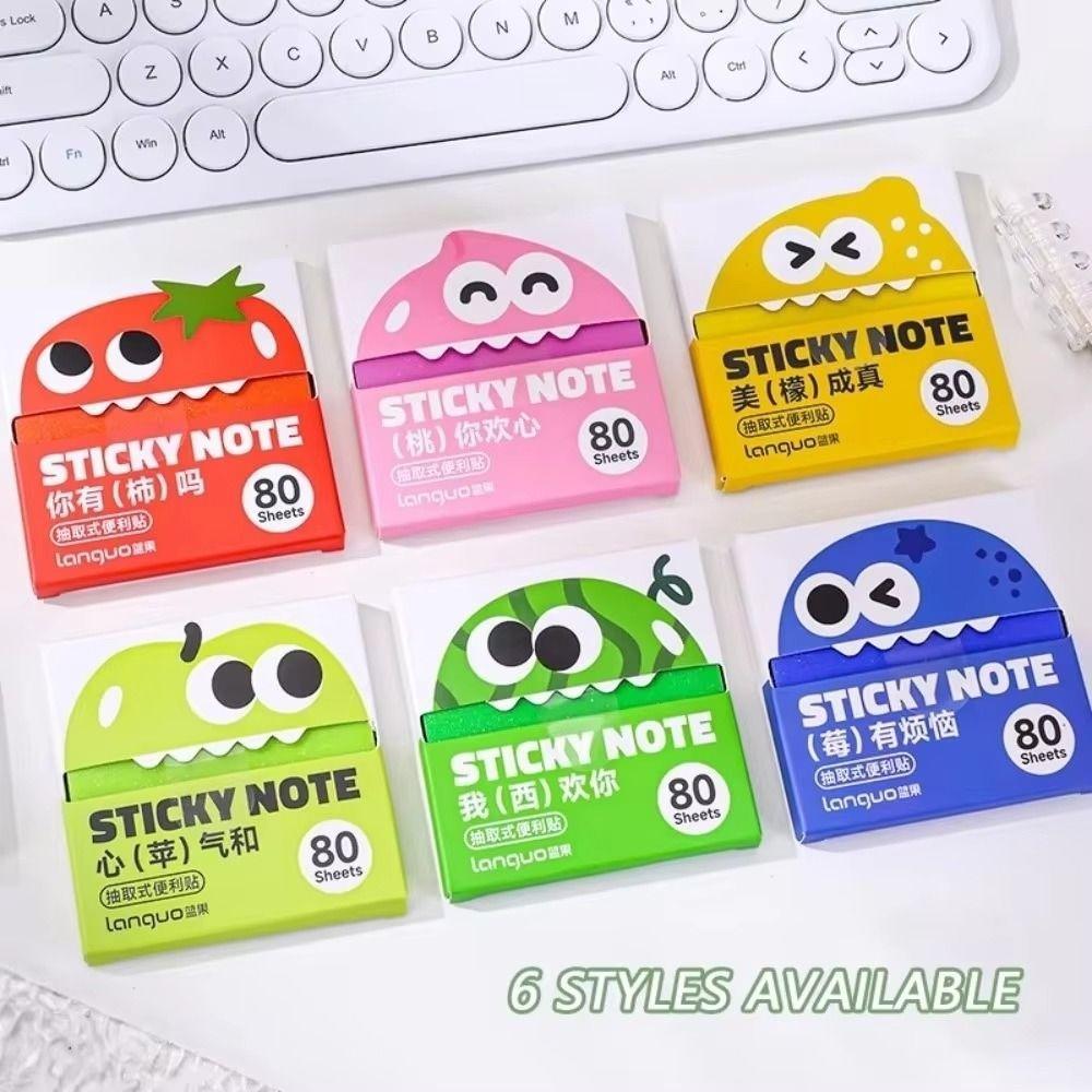 Pearlescent Pull-out Sticky Notes Creative Cartoon Notepads INS Colorful Memo Pad Kids Gift