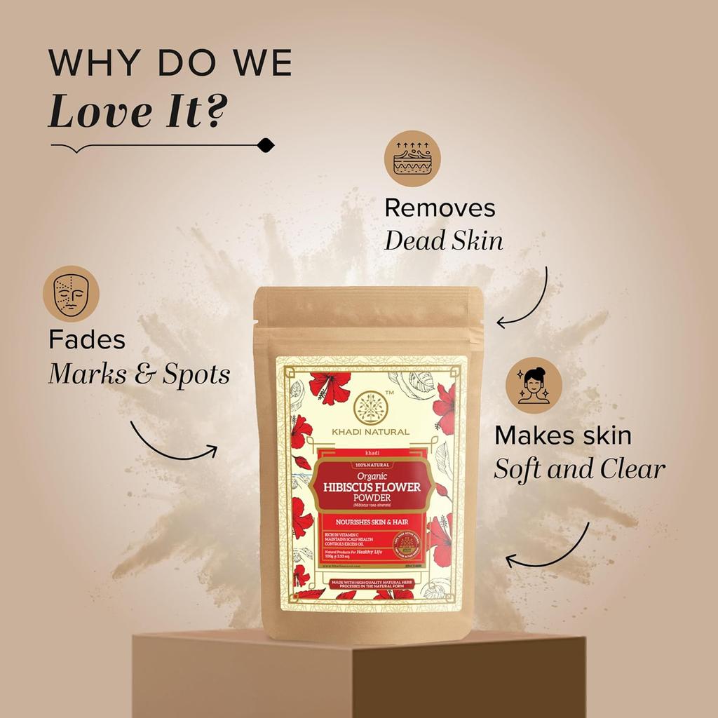 KHADI NATURAL Цветок Гибискуса Органический Порошок 100 г Кондиционер для Волос Ускоритель Роста Волос Блеск