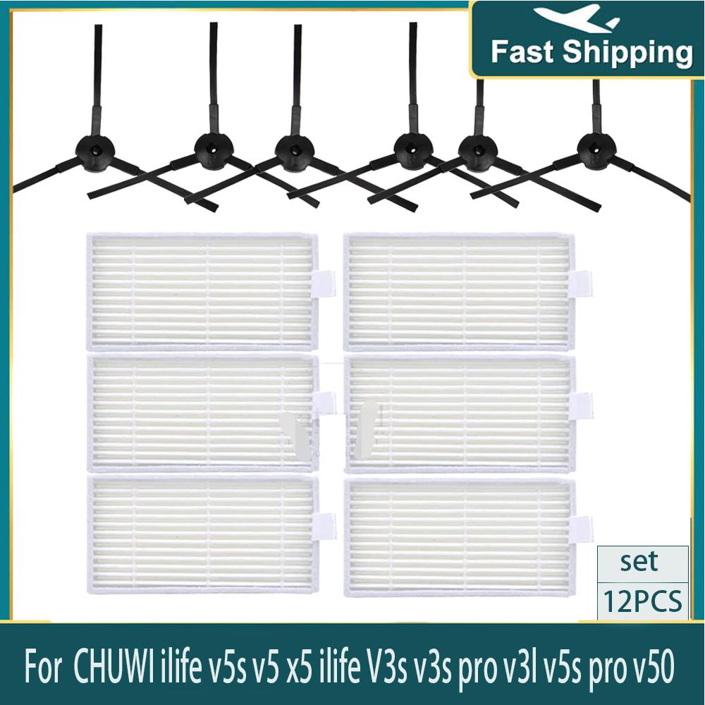 Side Brush HEPA Filter Kit for  ilife v5s v5 x5 ilife V3s v3s pro v3l v5s pro v50 Robot Vacuum Cleaner Panda x500