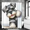 Cute Schnauzer Shower Curtain, Bathroom Decorative Shower Curtain, Waterproof Shower Curtain with Hooks