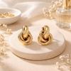 Geometric Twist Earrings Irregular Metal Stud Earrings Personality Knot Earrings  Punk Style