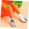 Carrot Shaped Plates Utensils Set for Kids with Fork Spoon Straw and Plate for Weaning Fun Mealtime Experience