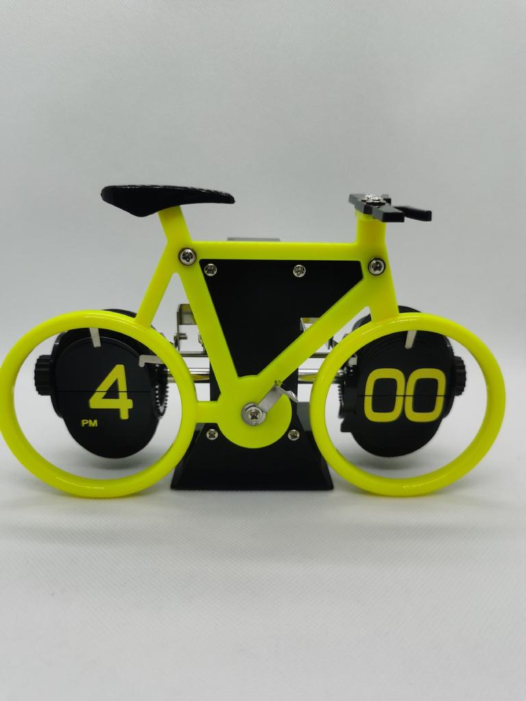 Retro Creative Bicycle Flip Clock Automatic Page Turning 12 Hour Mode Desk Table Clocks Home Office Decor Mechanical Desk Clock