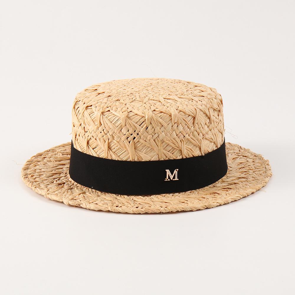Women's concave-top, loose-brimmed Lafite beach hat, wide-brimmed sun hat, summer vacation sun hat